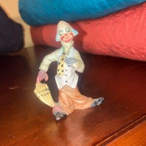Colorful Clown Figurine with Umbrella